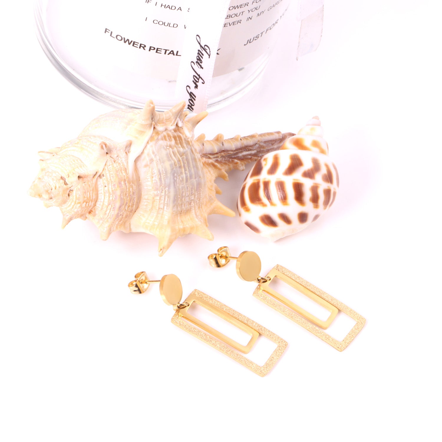 Textured Geometric Rectangular Drop Earrings