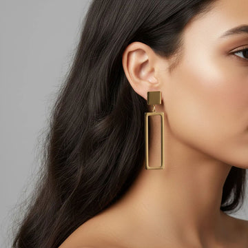 Rectangular Open-Frame Drop Earrings