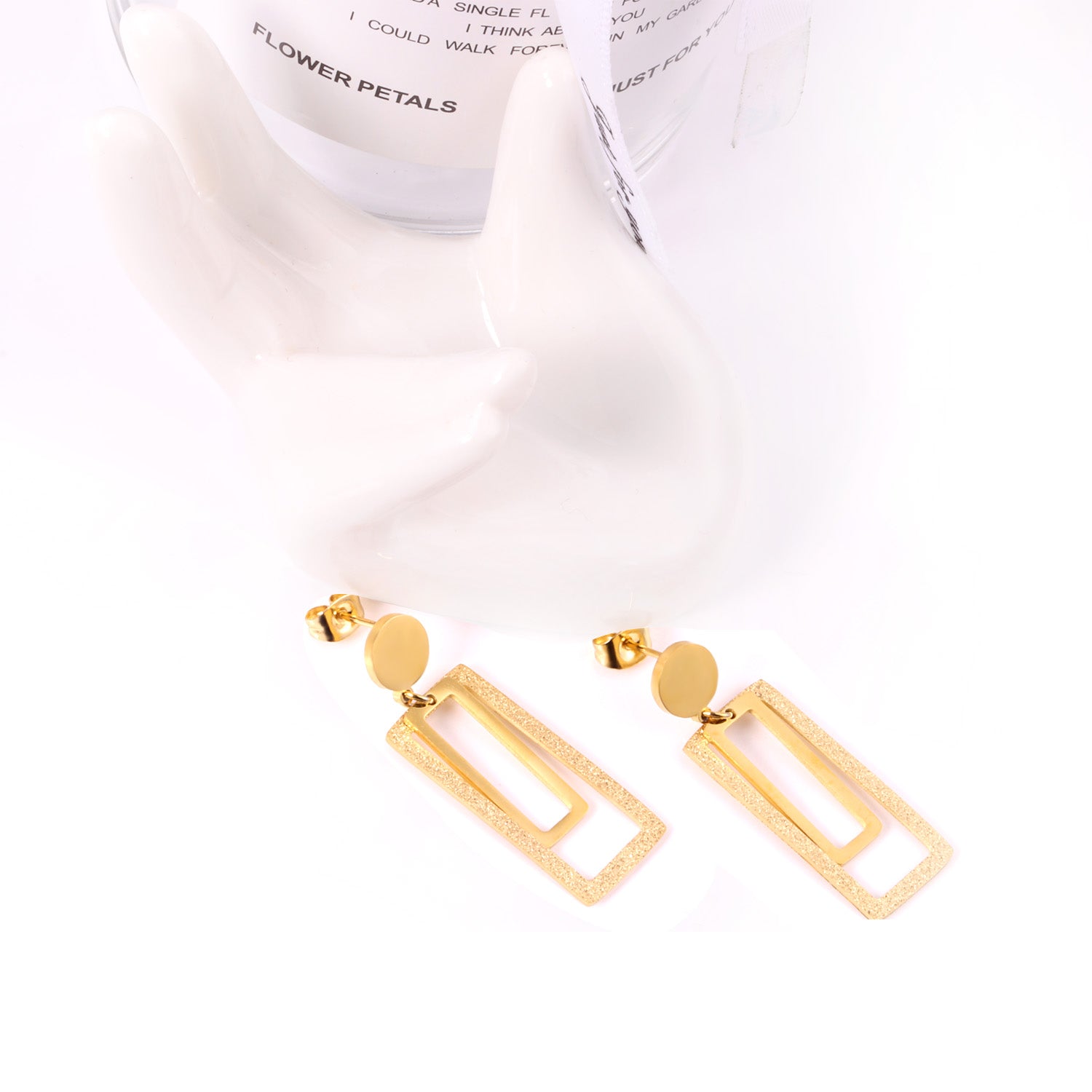 Textured Geometric Rectangular Drop Earrings