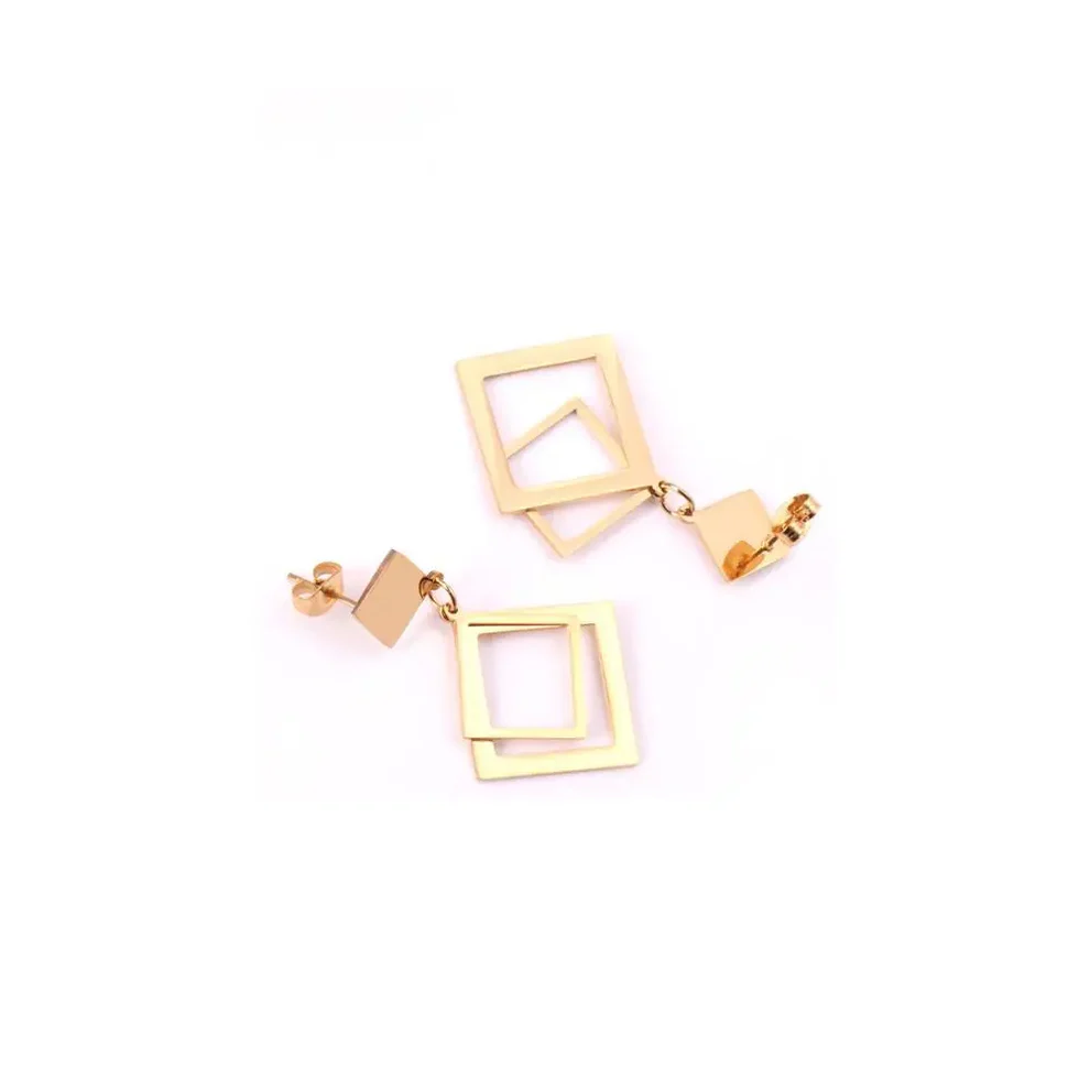 Geometric Double Rhombus Drop Earrings