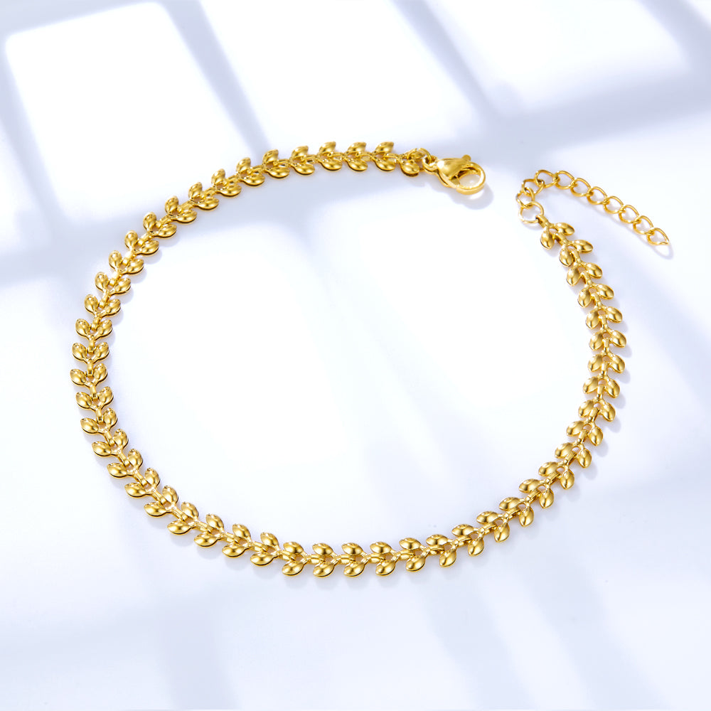 Golden Laurel Leaf Anklet