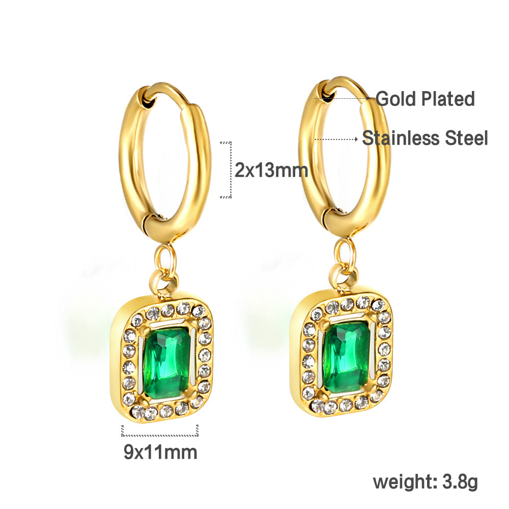 Emerald Green Crystal Halo Drop Earrings