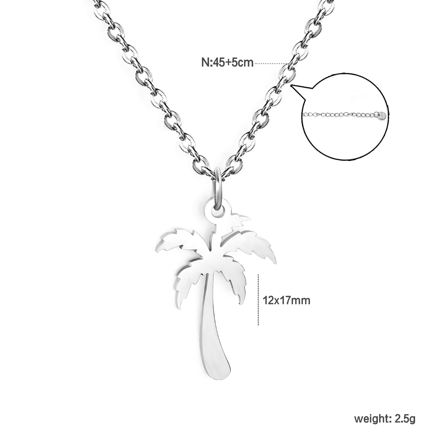 Silver-Toned Minimalist Palm Tree Pendant Necklace