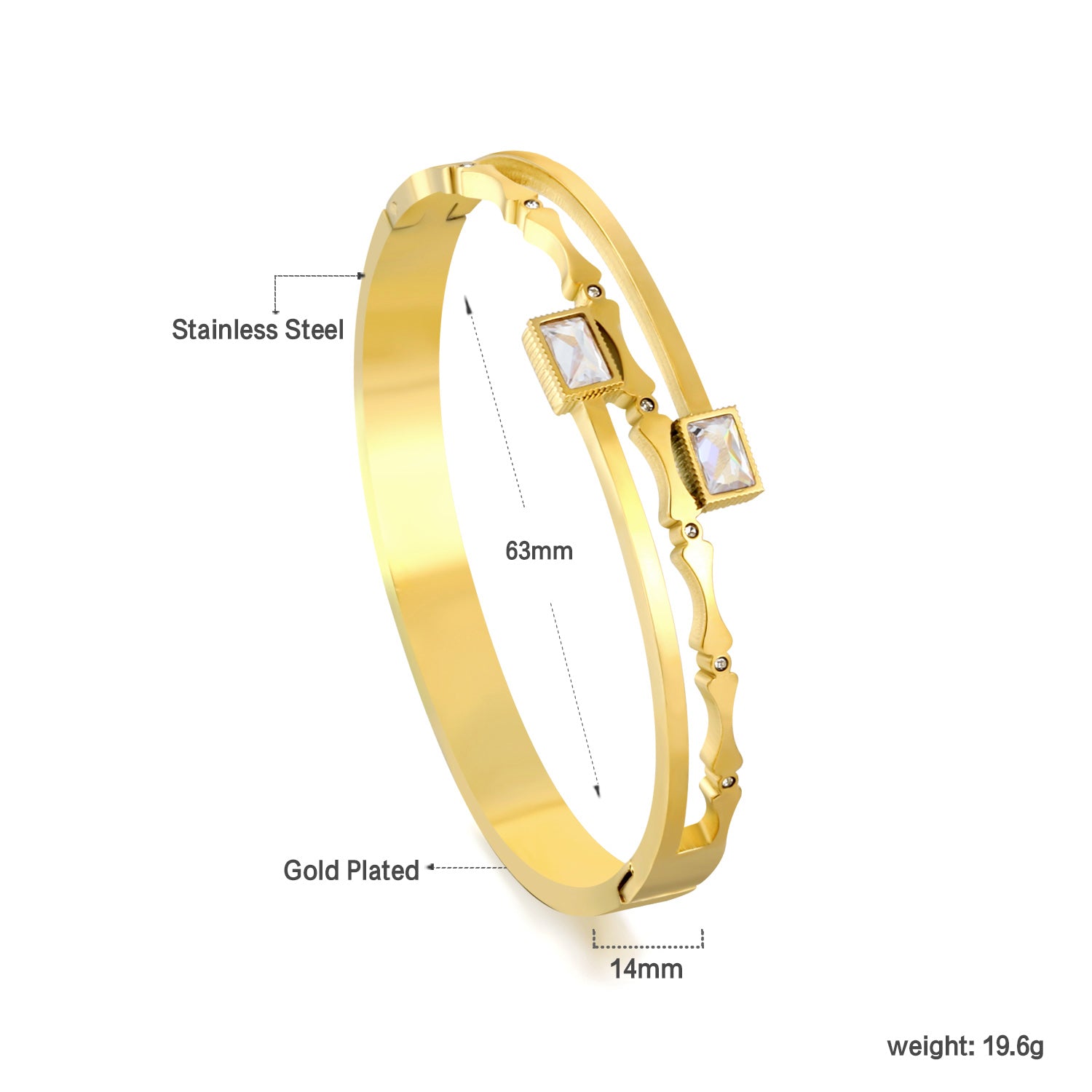 Dual-Band Bangle with Baguette Crystals