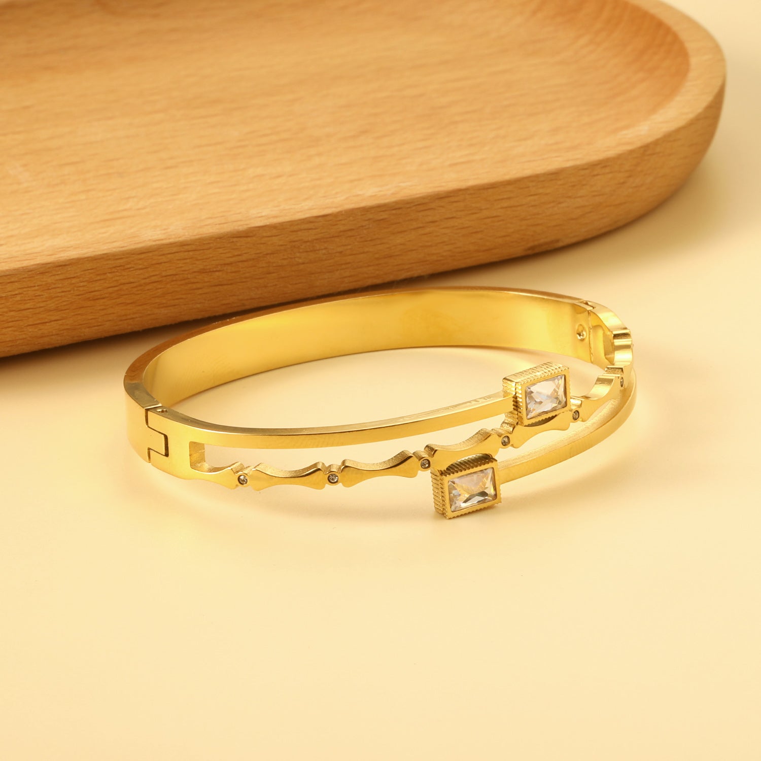 Dual-Band Bangle with Baguette Crystals