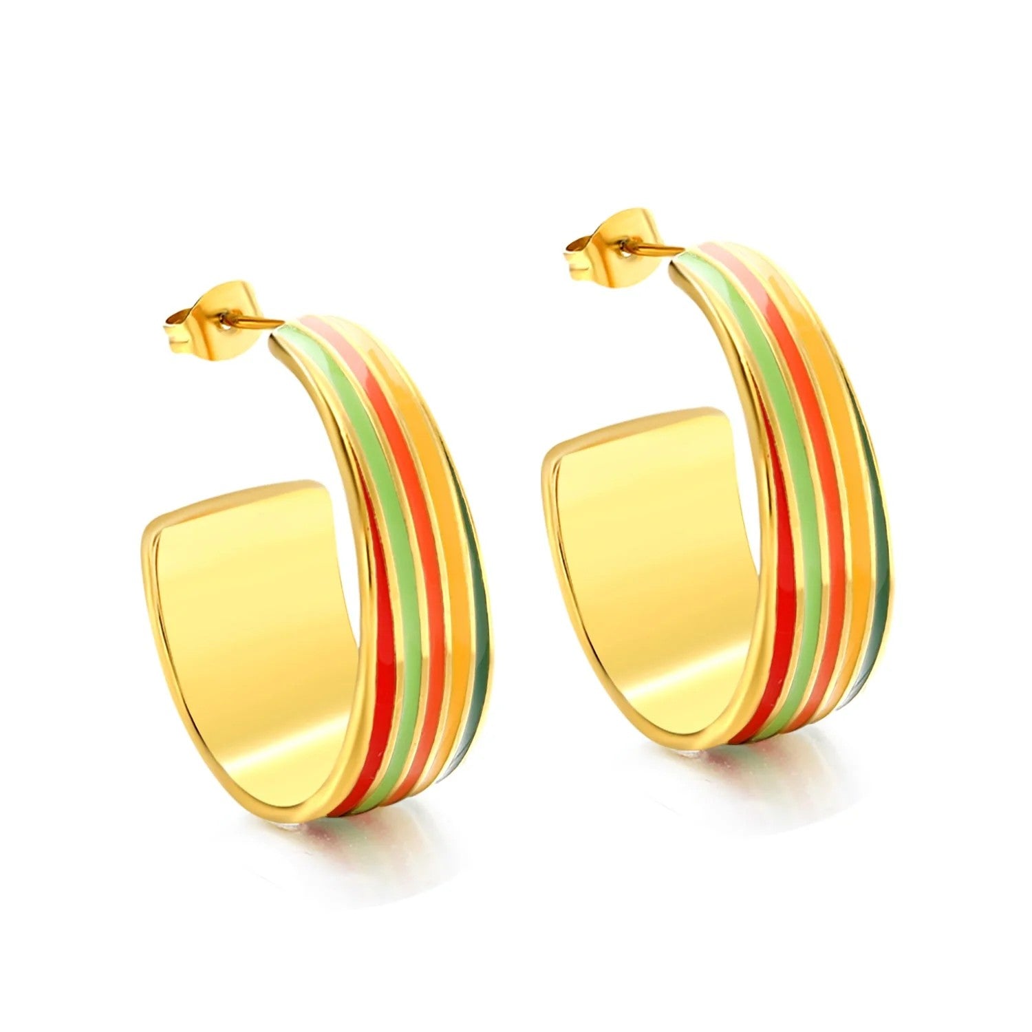 Retro Rainbow Hoop Earrings