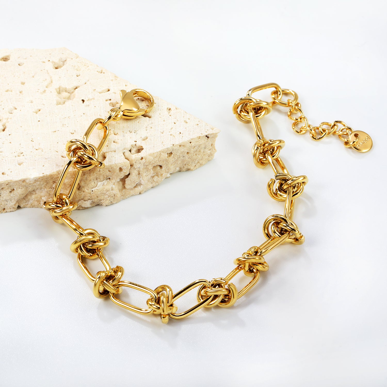 Gold Knot Link Statement Bracelet
