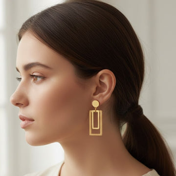 Textured Geometric Rectangular Drop Earrings