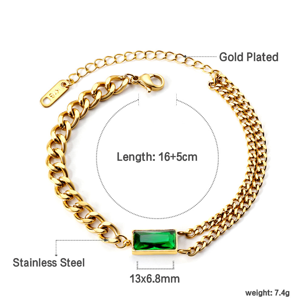 Emerald Statement Mixed-Chain Bracelet
