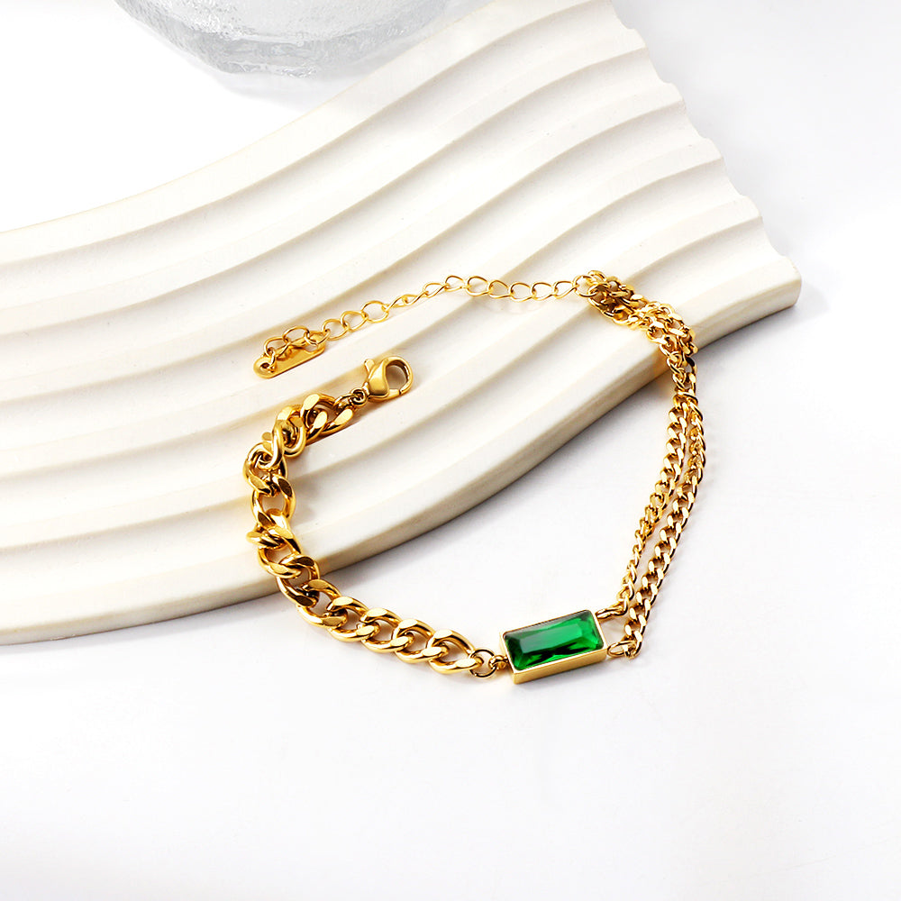 Emerald Statement Mixed-Chain Bracelet