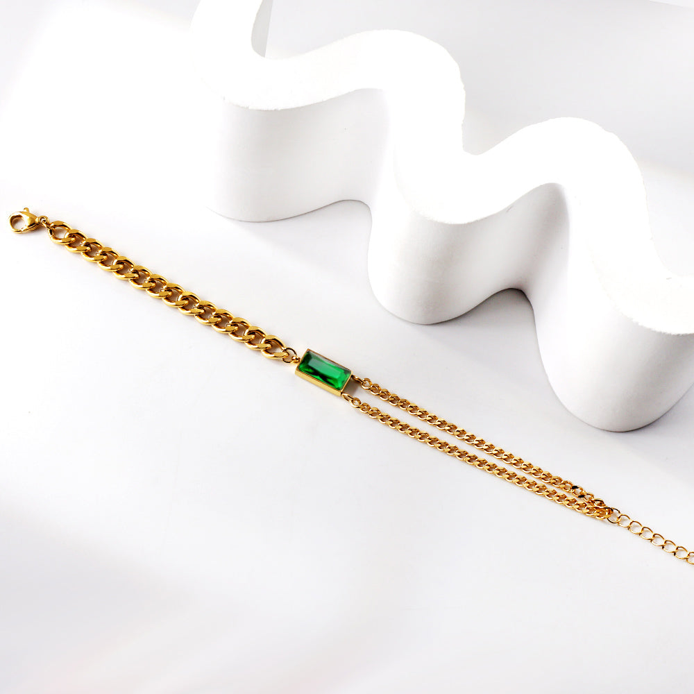 Emerald Statement Mixed-Chain Bracelet