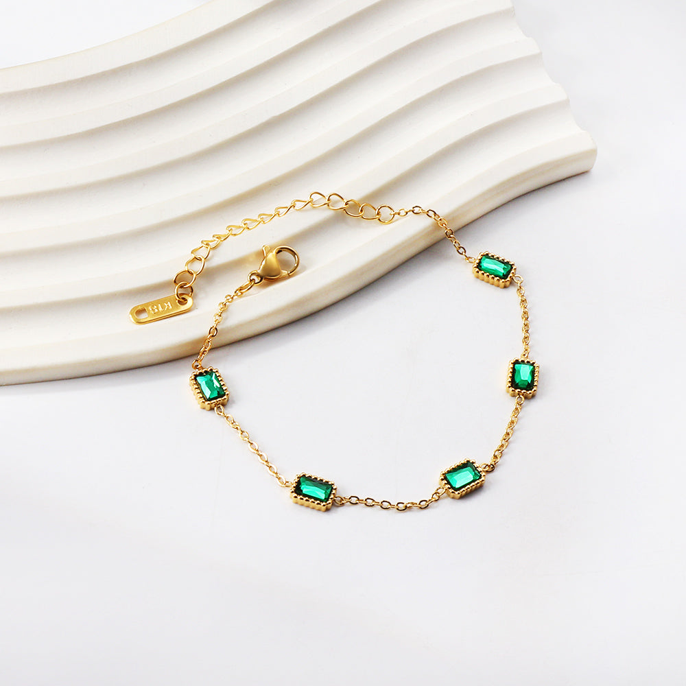 Emerald Radiance Gold-Plated Bracelet