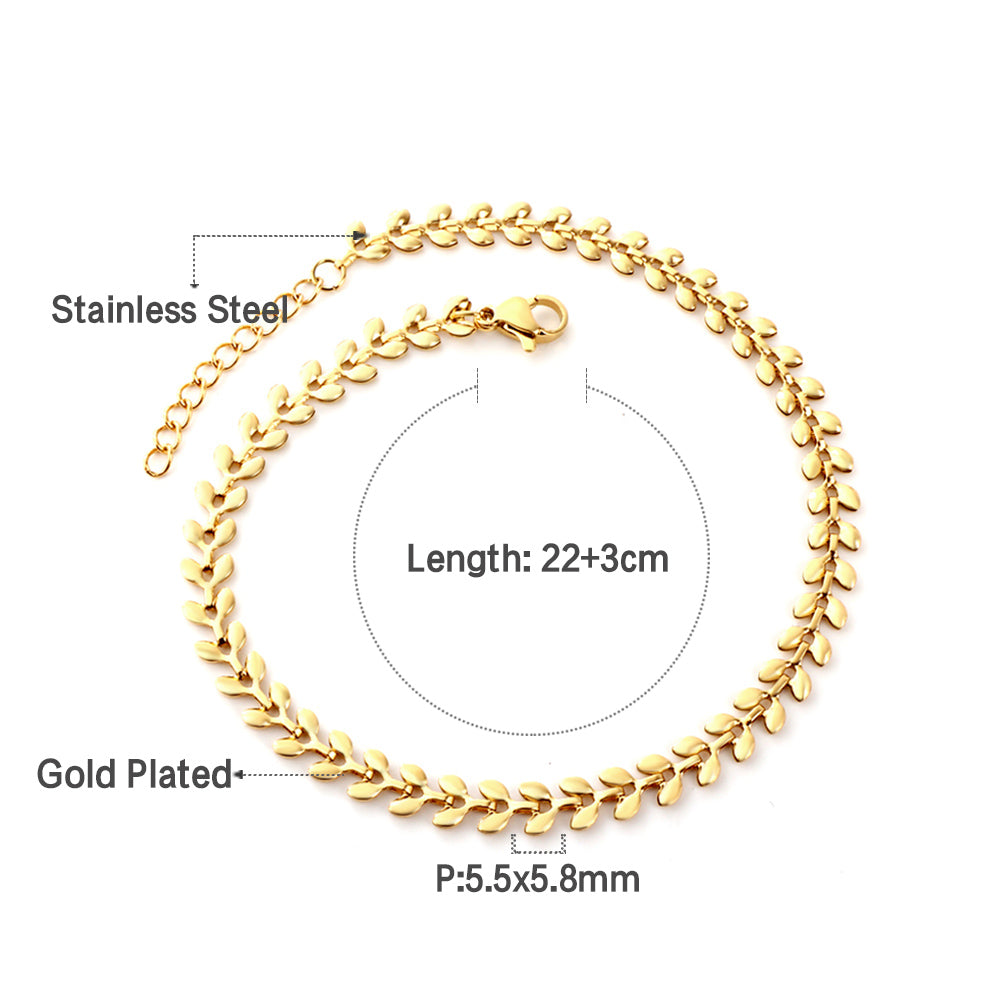Golden Laurel Leaf Anklet