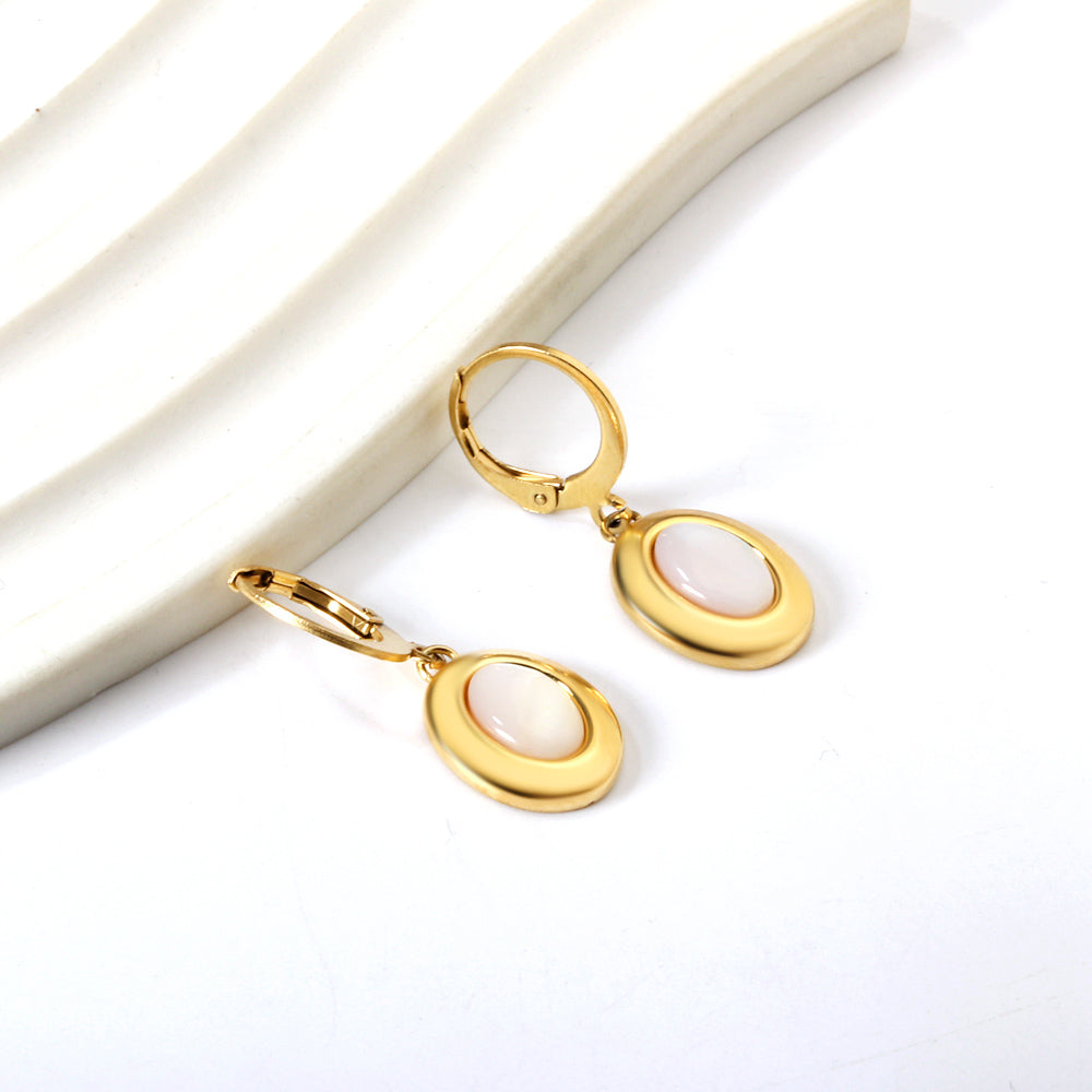 Oval Mother of Pearl Drop Earrings