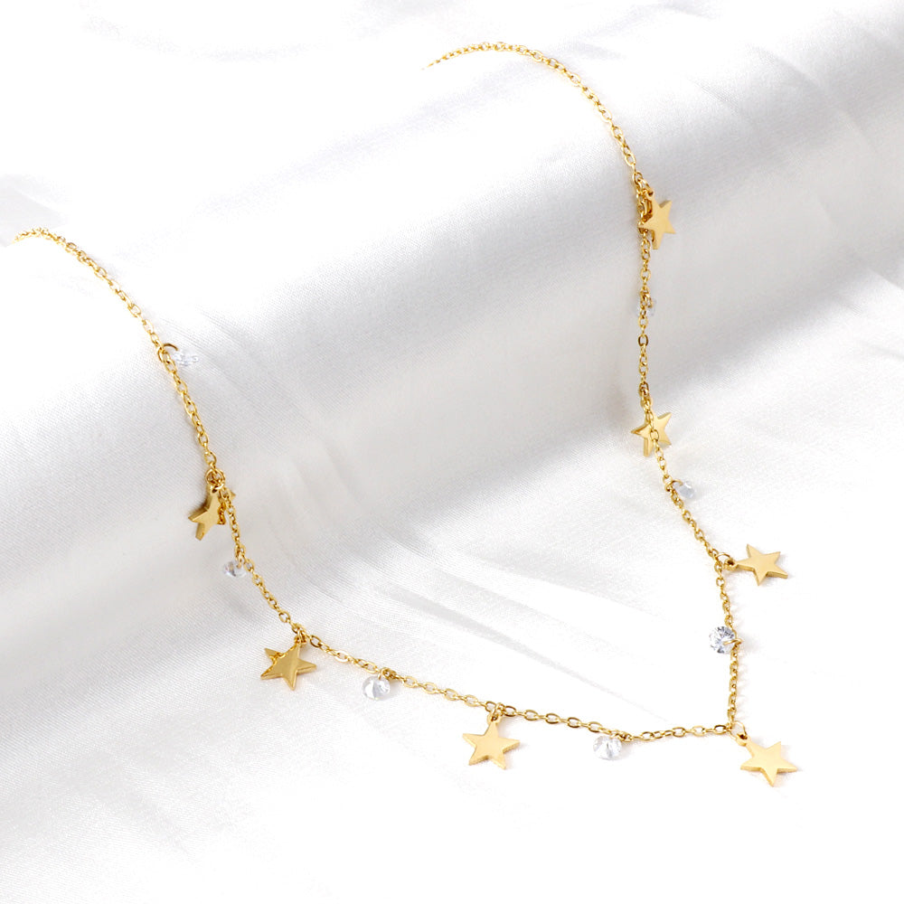 Celestial Star and Crystal Charm Necklace