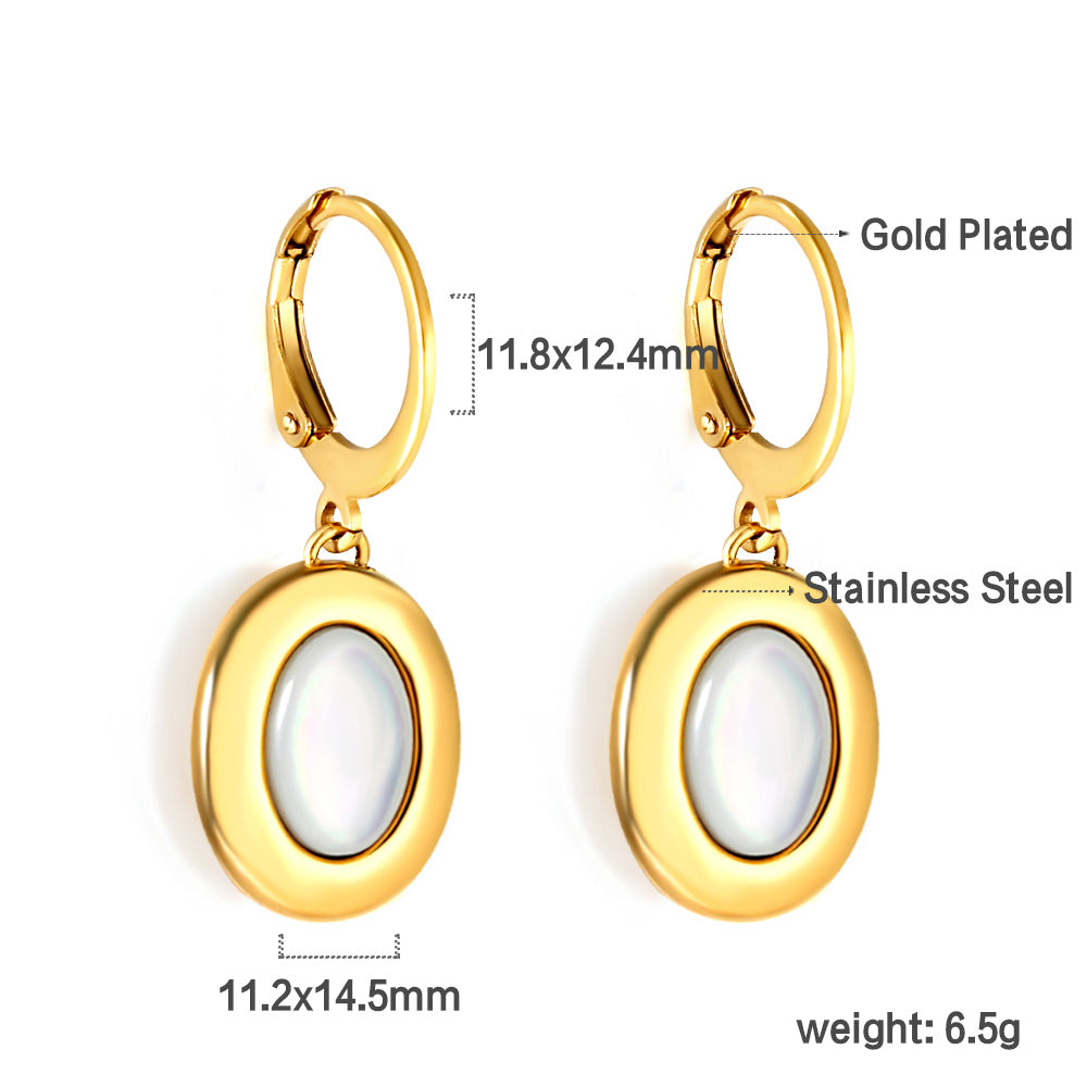 Oval Mother of Pearl Drop Earrings