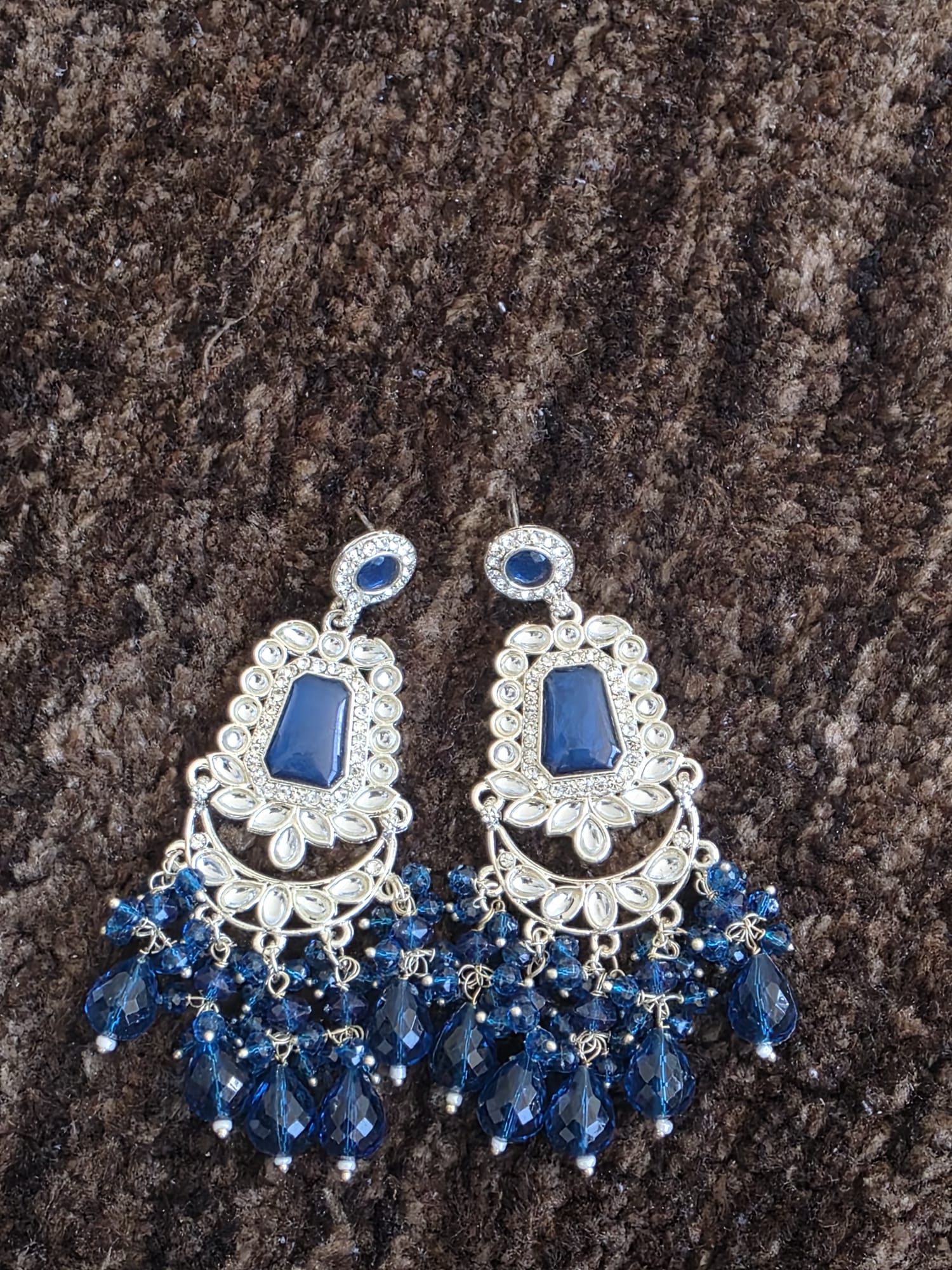 (Sky Blue, Purple, Red, Blue, Pink) Kundan-Style Chandelier Earrings