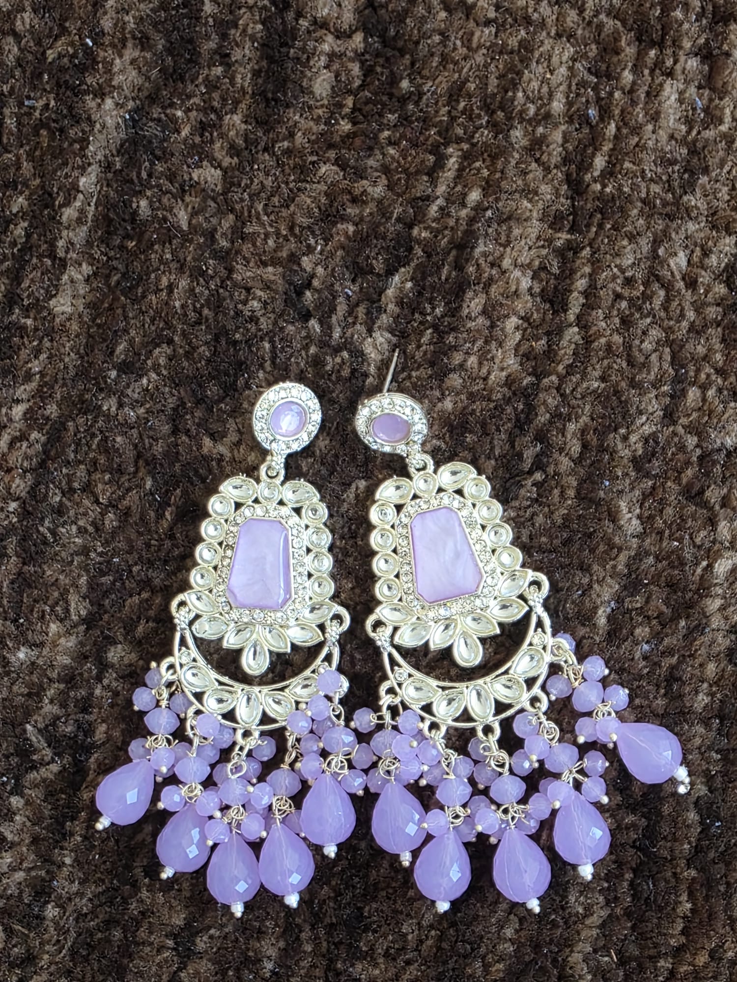 (Sky Blue, Purple, Red, Blue, Pink) Kundan-Style Chandelier Earrings