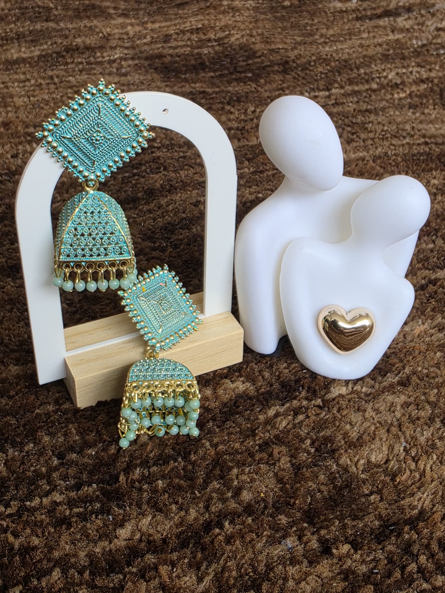 Art Deco Elegance: Intricate Diamond and Pyramid Jhumka Earrings