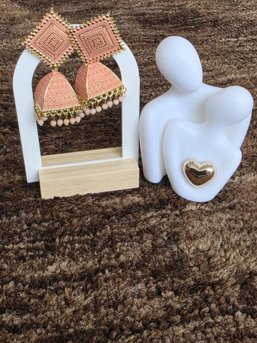 Art Deco Elegance: Intricate Diamond and Pyramid Jhumka Earrings