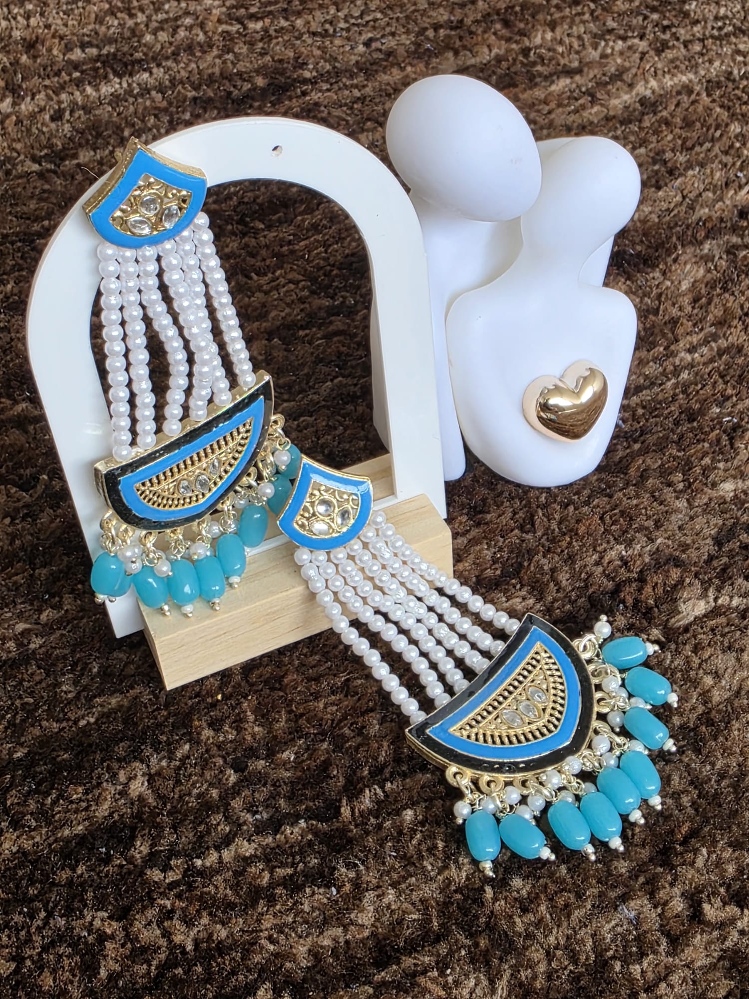 Azure Majesty: Exquisite Meenakari and Pearl Drop Long Earrings