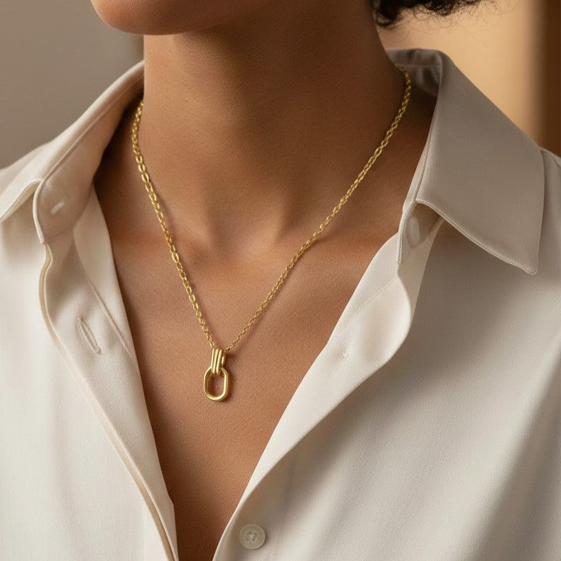 Modern Industrial Link Pendant Necklace