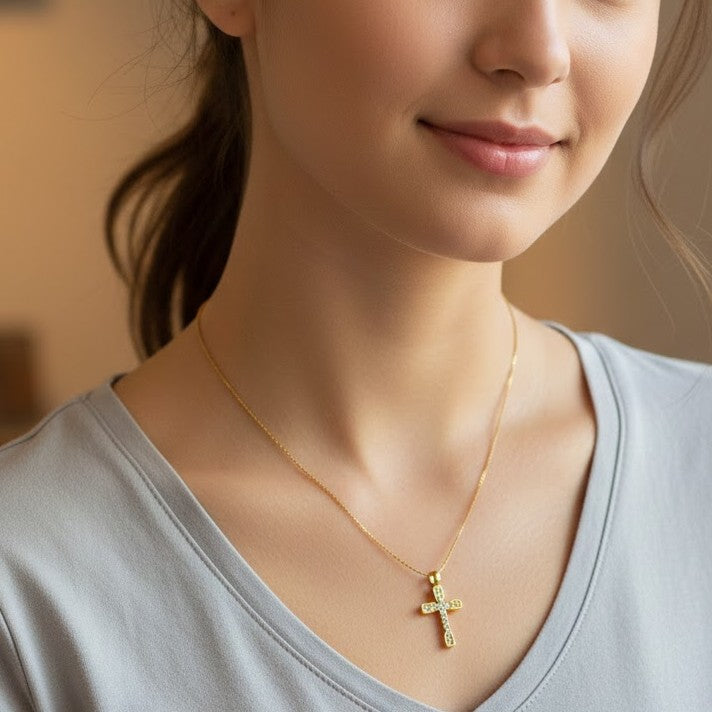 Sparkling Pave Cross Pendant Necklace