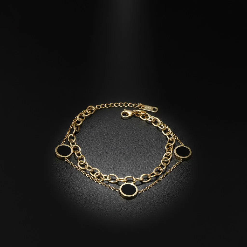 Midnight Eclipse Layered Gold Bracelet