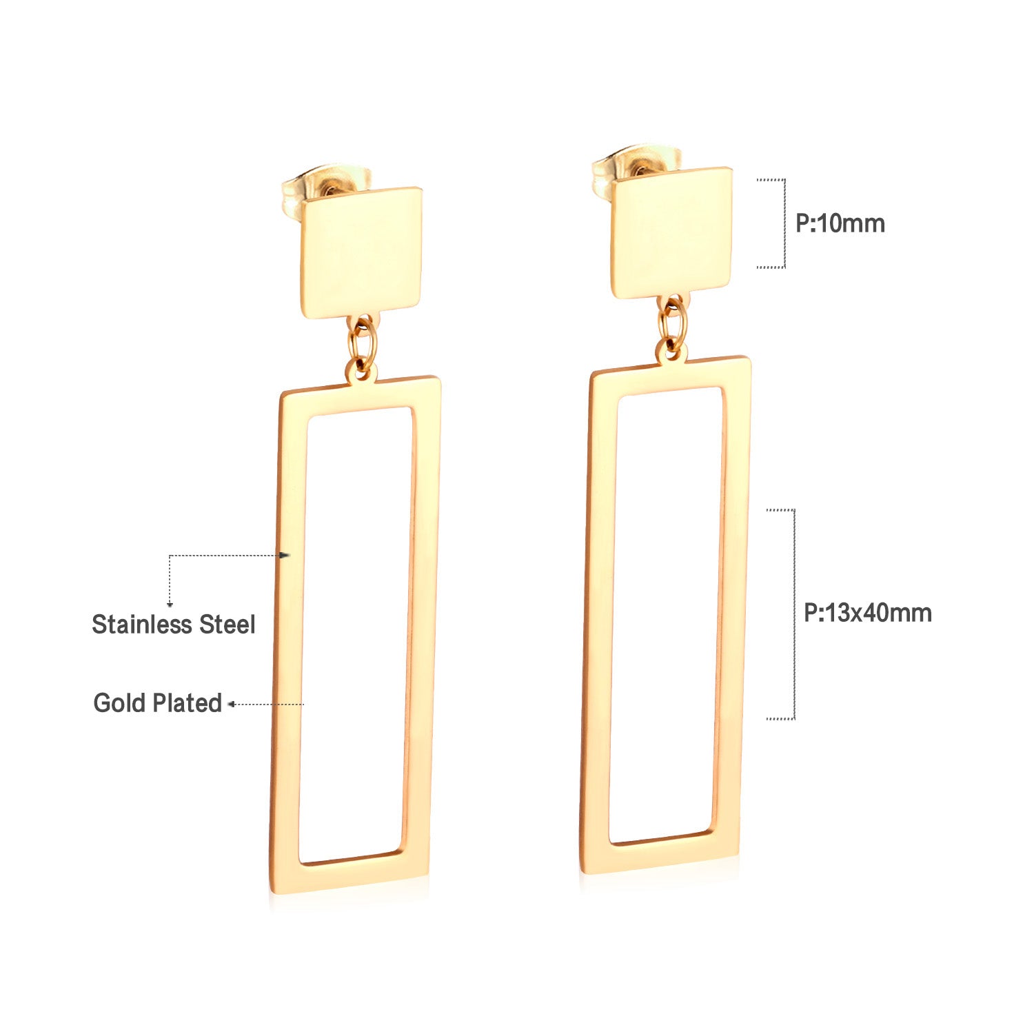 Rectangular Open-Frame Drop Earrings