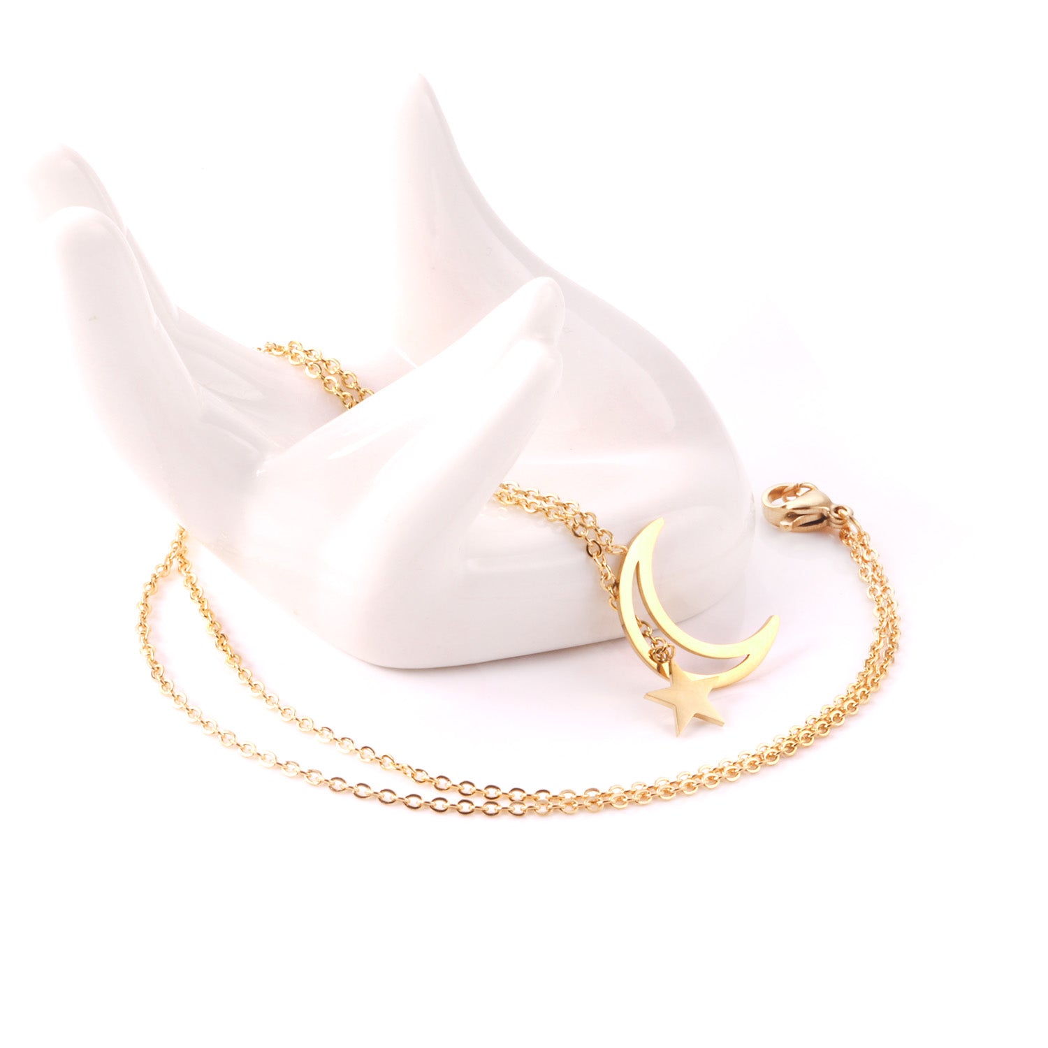 Crescent Moon and Star Pendant Necklace