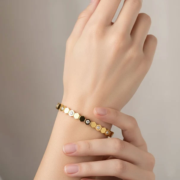 Honeycomb Crystal Hexagon Bangle