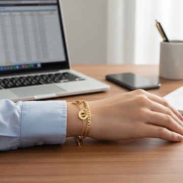 Golden Roman Numeral Interlocking Ring Bracelet