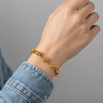 Gold Knot Link Statement Bracelet