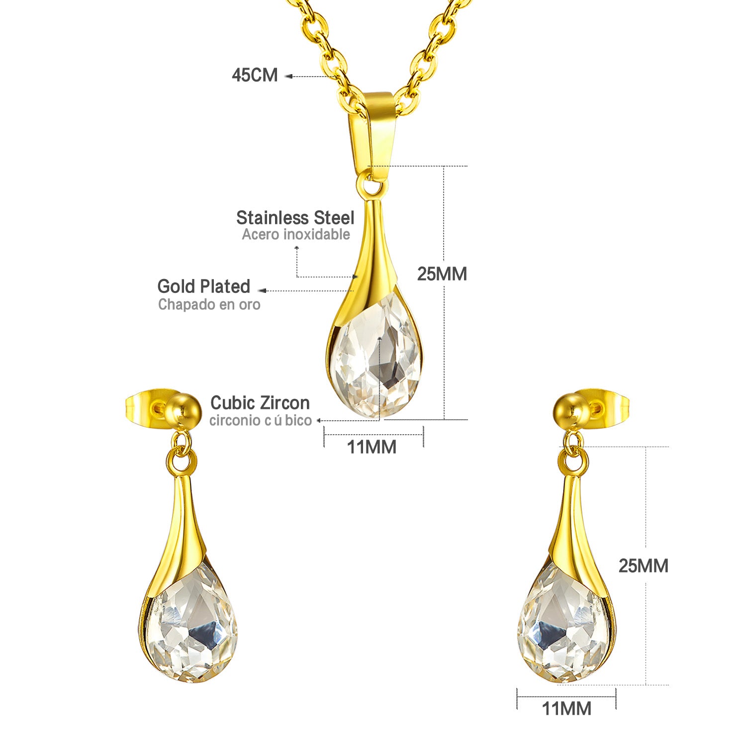 Teardrop Cubic Zirconia Jewelry Set